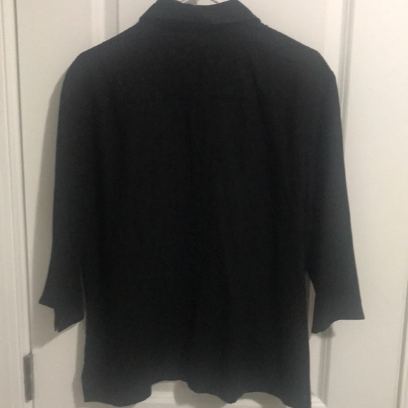 Style&Co Collection black linen/rayon 3/4 sleeve hidden buttons blouse - Picture 3 of 3